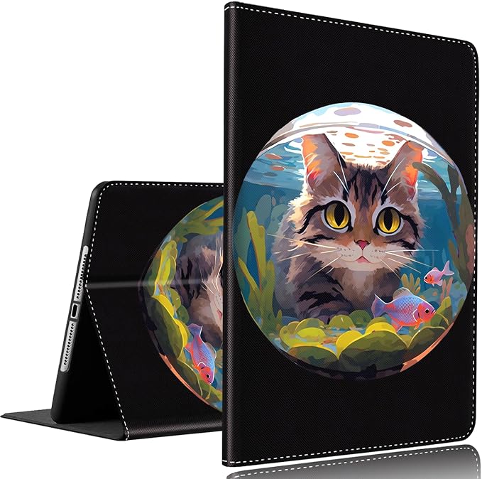 Vintage Floral Astronaut iPad 9th Gen Case - 10.2 Inch Standing Cover with Auto Sleep/Wake