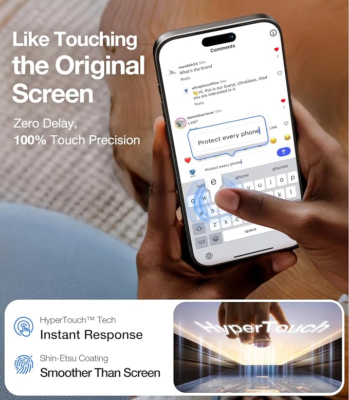 UltraGlass TOP 9H+ Armor for iPhone 15 Pro Max Screen Protector [NO.1 Military Grade Shatterproof] Screen Protector 15 Pro Max Tempered Glass [Longest Durable] Full Coverage 2 Pack