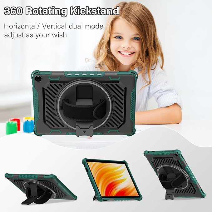 for Fire HD 10 &amp HD 10 Plus Tablet Case 13th Generation | with 360 Rotating Kickstand Hand Strap(No Screen Protector)