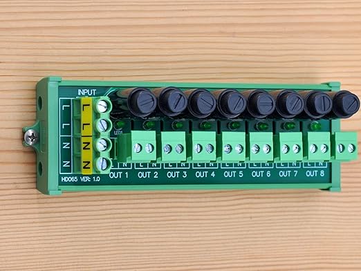 Screw Mount AC 24-250V 8 Channel Pluggable Side Wiring Terminal Block Power Distribution Fuse Module, HCDC HD065RP