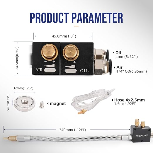 1/4" Coolant Mister with Magnet Base, CNC Cooling Spray