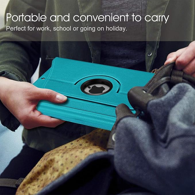 Fintie 360° Rotating Case for iPad 9th / 8th / 7th Generation 10.2 Inch | Swivel Stand Portrait &amp Landscape Viewing Shockproof Cover with Pencil Holder Auto Wake/Sleep Aqua Wave