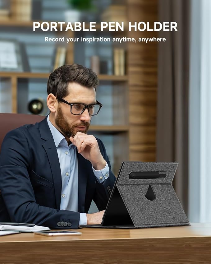 Case for Remarkable 2 Paper Tablet 10.3 2020 Released Fabric Folio Cover with Pen Pocket Stable Stand Design Black &amp Light Cork (Exclusive Templates Provided)