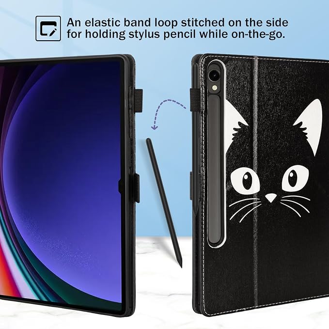 Dteck Wallet Case for Galaxy Tab S10+/S9+/S7 FE/S8+/S7 Plus 12.4 Tablet Premium PU Leather Folding Stand Auto Wake/Sleep Pen Holder Case with Hummingbirds