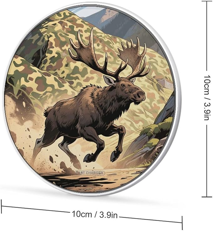 Hunting Camo Deer Wireless Charger with USB CableAluminum Alloy Frame 10W Max Compatible Fast Wireless Charging Pad- 3.2ft Cable Included for Travel Home Office Desk