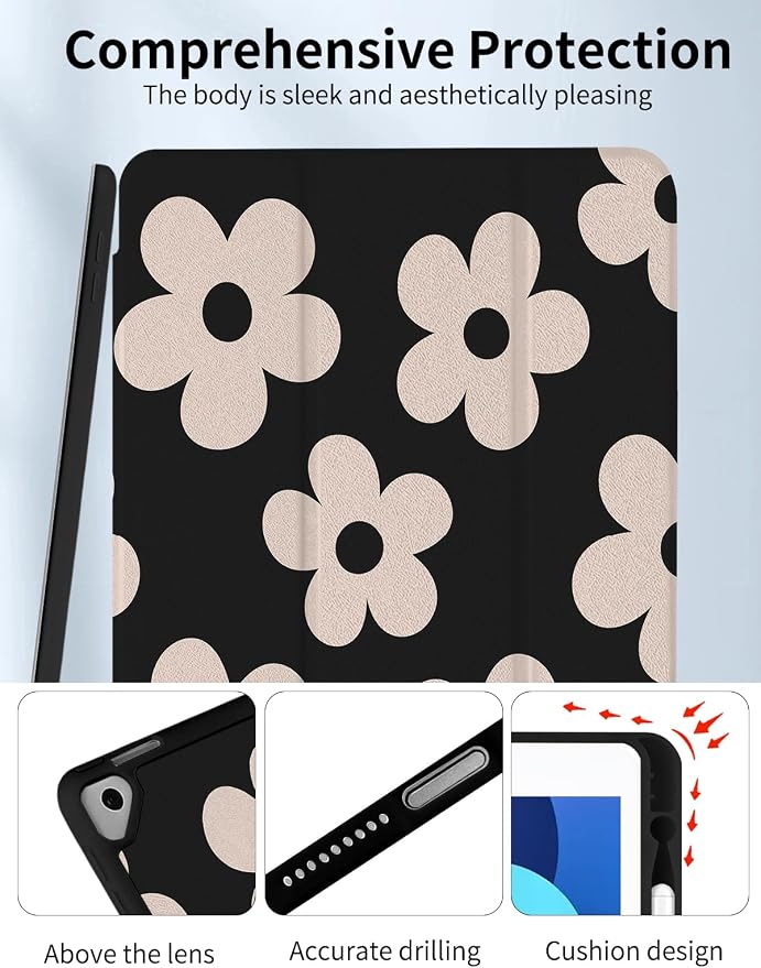 Case for iPad 9th/ 8th/ 7th Generation Case 10.2&amp10.5 Inch (2021/2020/2019 Release) Slim Lightweight Soft Trifold Back Cover with Pencil Holder &amp Auto Sleep/Wake CoverBeige Checkered