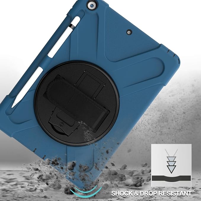 ProCase Rugged Case for iPad 9th/ 8th/ 7th -Teal | Heavy Duty Shockproof Protective Cover with Strap for 10.2 iPad 9/8/7 (2021/2020/2019)