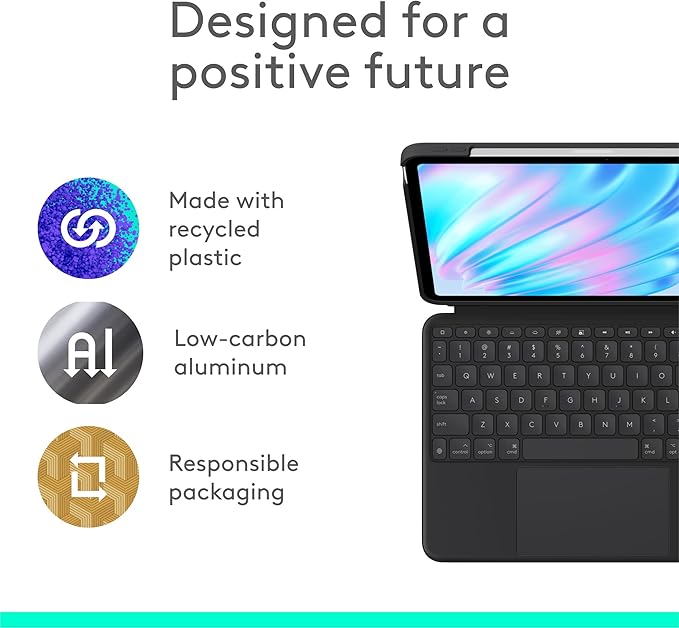 Logitech Combo Touch iPad Air 11 inch Case M2 (2024), iPad M3 & Air (4th & 5th gen - 2020, 2022) Keyboard Case with Kickstand - Midnight Black