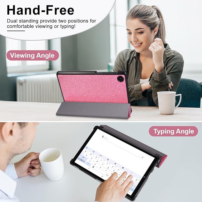 Caweet Case for T-Mobile Revvl Tab 2 10.1 Inch 2025 Released Lightweight Hard Back Shell Tri-Fold Stand Cover with Magnetic Closure Almond Blossom