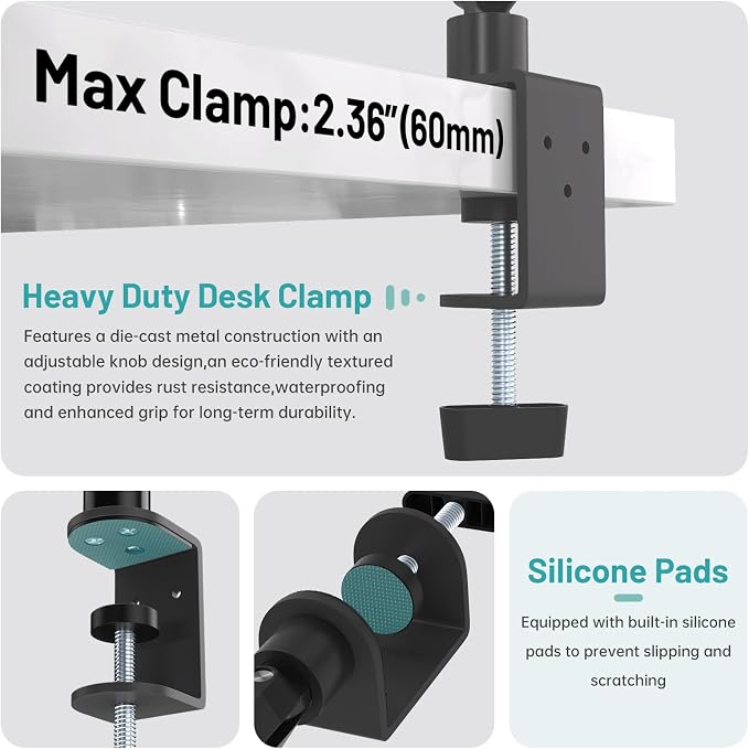 Wall Mount Phone HolderPhone Holder for Desk Bed3-Stage Aluminium iPhone StandFoldable Extendable Arms Heavy Duty Drilling BaseCompatible with 3.5~7.5 iPhone/HTC/LG/Huawei/Galaxy/Smartphones