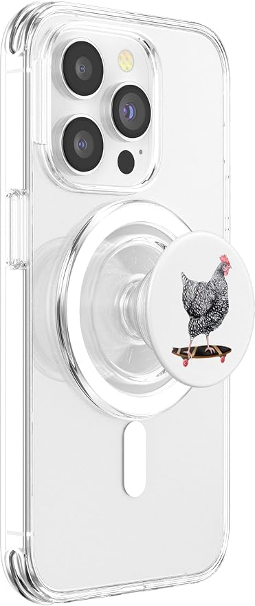 Cute Skateboarding Chicken - Barred Rock Hen on Skateboard PopSockets Standard PopGrip