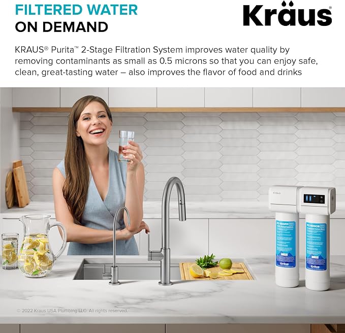 KRAUS Purita 2-Stage Carbon Block Under-Sink Water Filtration System