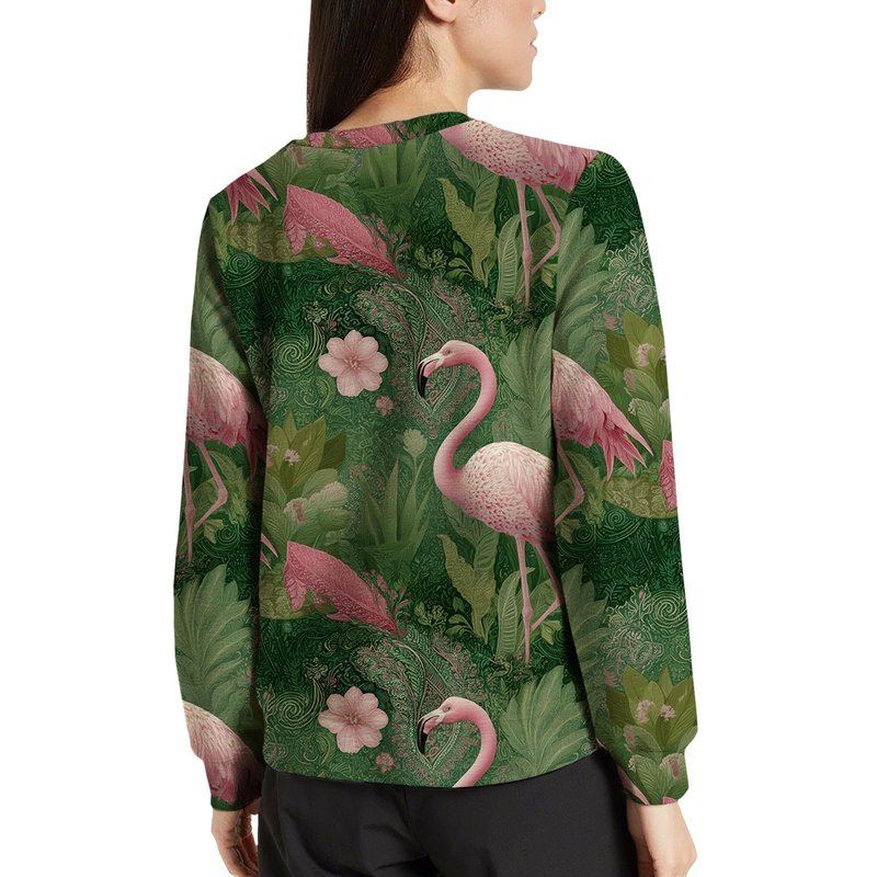 LOAIHA Womens Botanical Leaf Print Sweatshirt Long Sleeve Cotton Blend Pullover Relaxed Fit Crew Neck Top Fall Winter Fashion