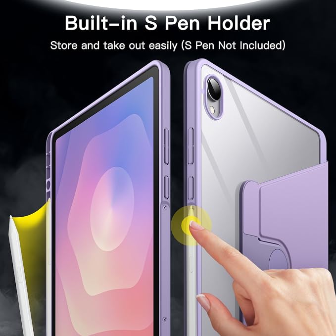 JETech Rotating Case Cover for Samsung Galaxy Tab S11 Black | 360° Rotation Stand Clear Back Design Auto Wake/Sleep S Pen Holder Full Protection