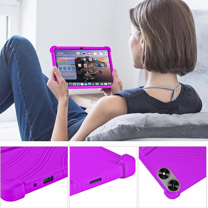 ATOOZ for SHARECLOUD P10_T Tablet Case 10.1 inch 2025Black | Soft Silicone Kids Case for Frameflow P10_A Tablet with PC Stand