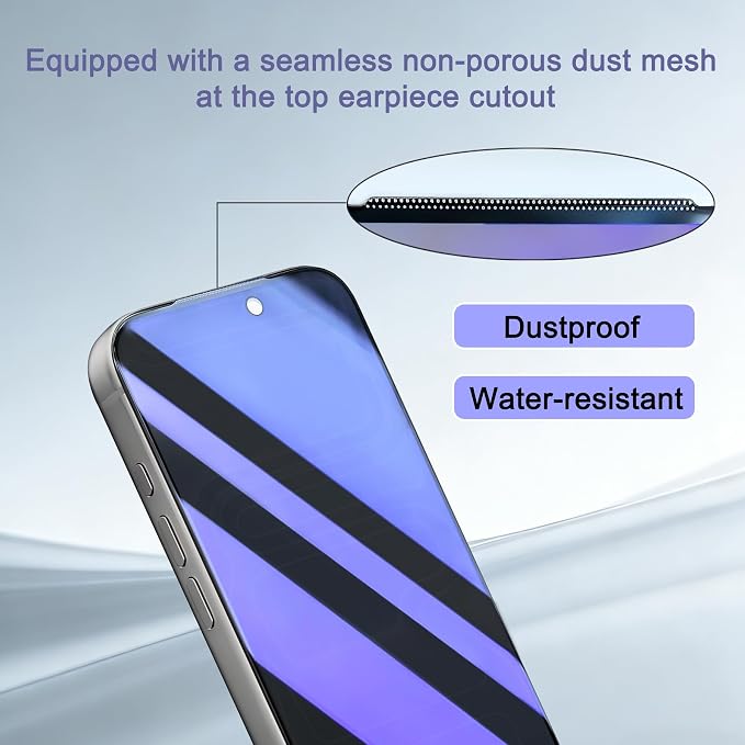 2 Pack Compatible with iPhone Privacy Screen Protector Anti-Spy Anti-Blue Light Eye Protection Tempered Glass Film Scratch Resistant Full Coverage Case Friendly (for iPhone 16 Pro Max)