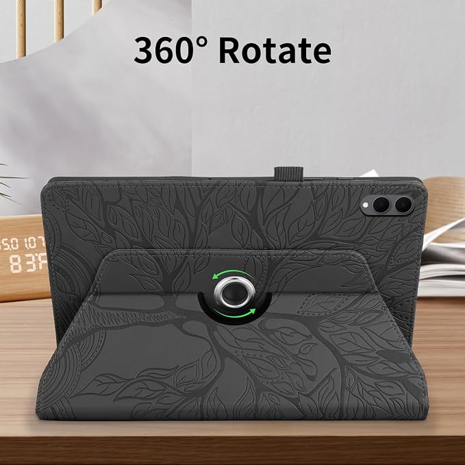 for Samsung Galaxy Tab S11 Ultra Case 14.6 inchFashion Embossing TechnologyMulti-Viewing AnglesSlim Light Shell CoverPU Leather+TPUCompatible with Samsung Galaxy Tab S11 UltraBlack