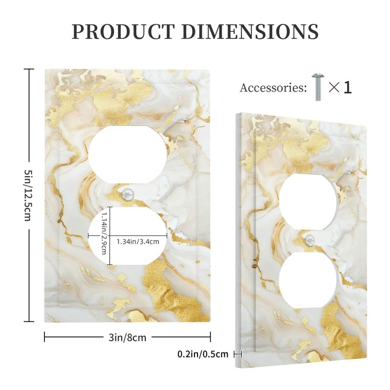 SgEdao Decorative Outlet Covers Luxury Marble Grey Gold Foil Abstract Art 1 Gang Duplex Light Switch Cover Plate Unique Wall Plates for Electrical Outlets Switch Plate Covers for Modern Home Decor