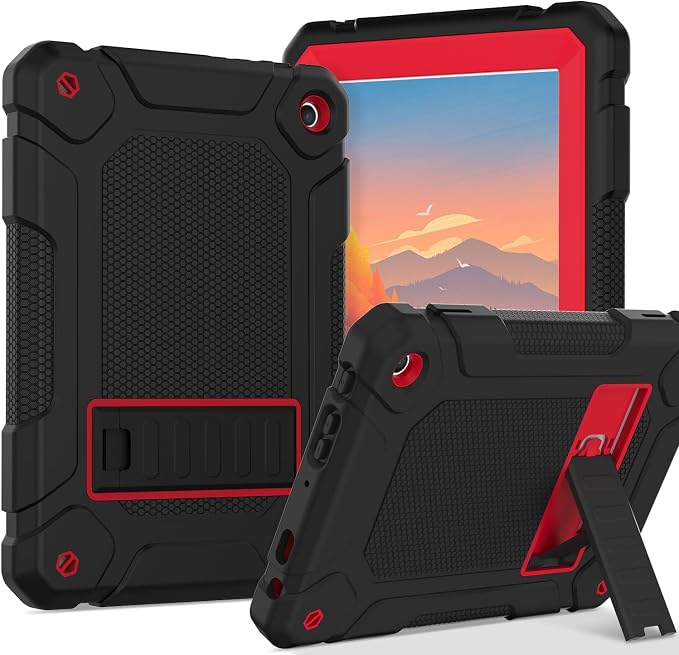 MENZO All-New Case for 8 Tablet Slim Shockproof Rugged High Impact Protective Case with Kickstand Black