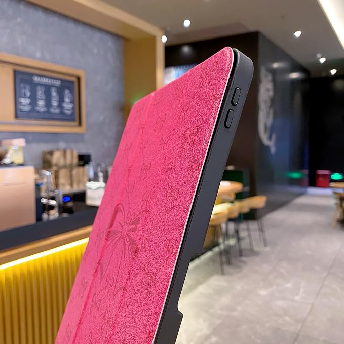 Tablet Case for iPad 11th A16 Generation 11 Inch 2025 / iPad 10th Generation 10.9 Inch 2022 Trifold Stand Smart Protective Cover Soft TPU Back Auto Wake &amp Sleep(Hot Pink Bow)