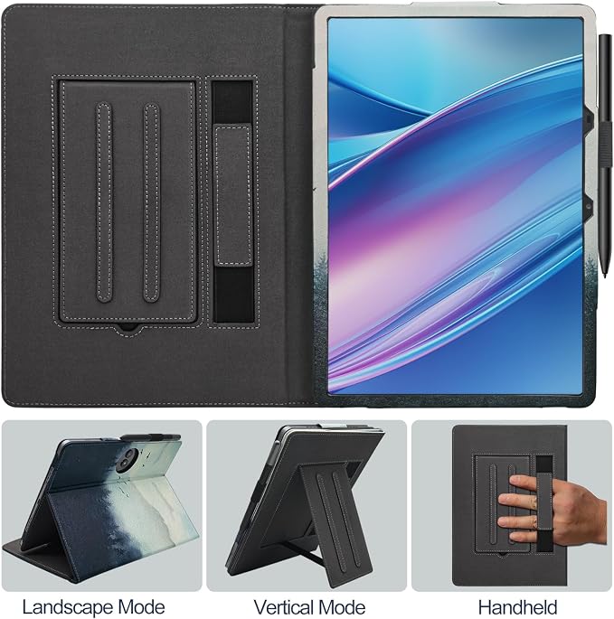 Hand Strap Case for 11.5 TCL NxtPaper 11 Plus (9469X) Tablet PU Leather Bidirectional Multi-Angle Stand Cover with Auto Sleep &amp Wake/Elastic Pen Holder (Black)