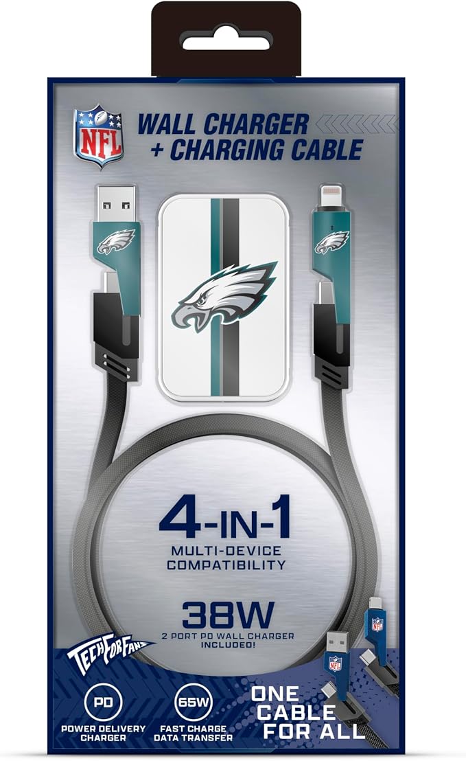 SOAR NFL Slim Wall Charger and 4 In 1 Multi Charging Cable
