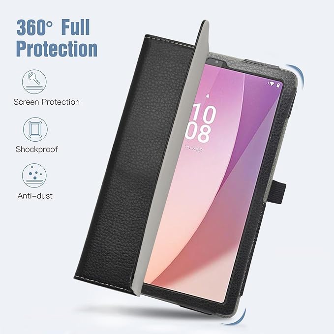 Bige for Lenovo Tab M8 FHD (2nd Gen) CasePU Leather Folio 2-Folding Stand Cover for Lenovo Tab M8 FHD (2nd Gen) TB-8705F 8 Tablet(Only fit Lenovo TB-8705F)Black