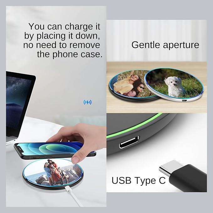 Custom Wireless Charger Personalized Wireless Charger Station 15W Max Fast Charging Compatible for iPhone 14/13 Series Samsung and More