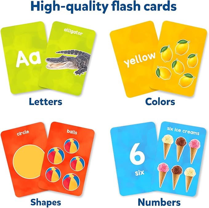 Skillmatics Thick Flash Cards for Toddlers - Letters, Numbers, Shapes & Colors, Easter Basket Stuffers, Montessori Toys, Preschool Learning Activities & Aids, Gift for Kids Ages 1, 2, 3, 4 Years