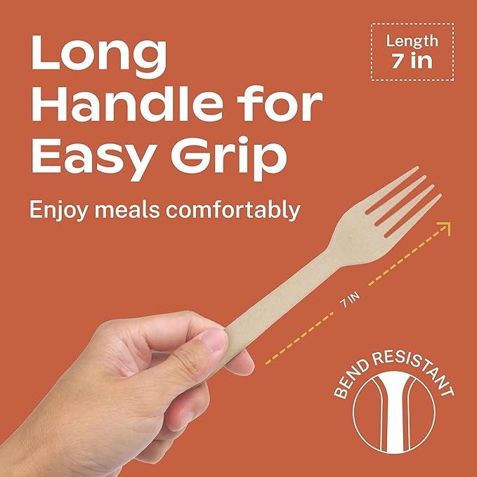 CORAL Ivory White 100% Compostable Silverware Set 340 Pieces - Heavy Duty 160 Forks, 120 Spoons, 60 Knives Bulk - Break Resistant with Smooth Edges, Ocean Friendly Alternative to Plastic Utensils