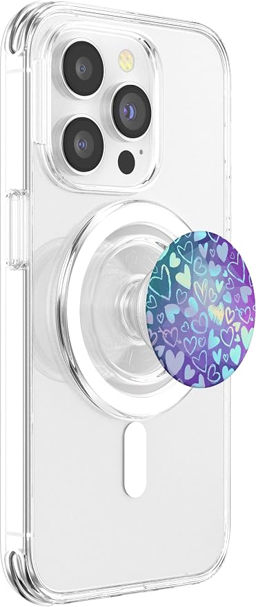 Rainbow Modern Hearts Teal Purple Polygon PopSockets Adhesive PopGrip