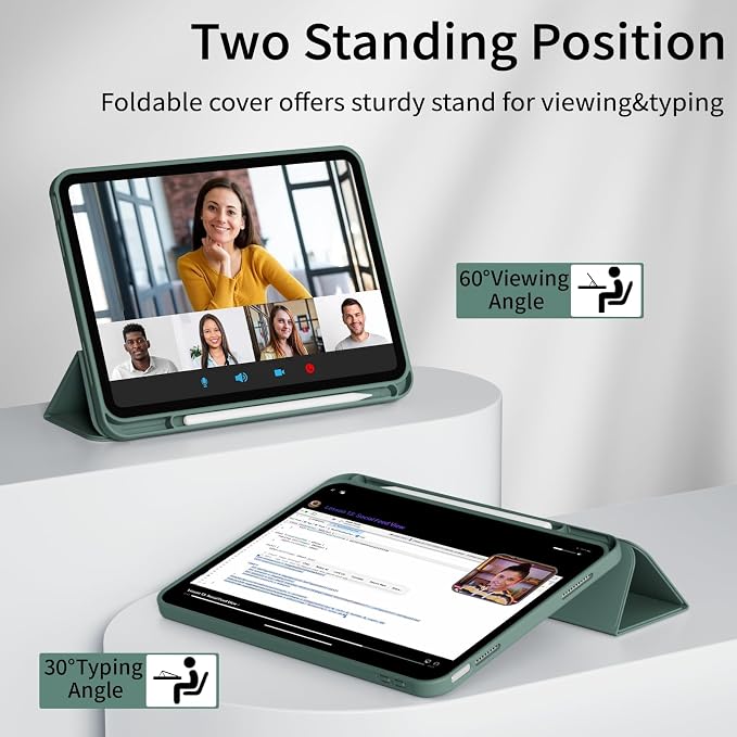 Case for iPad A16 11th/10th Generation 11 Inch/10.9 Inch Black | a16 ipad case with Pencil Holder Slim Trifold Stand Smart Cover and Soft TPU Back Auto Wake/Sleep 2022/2025