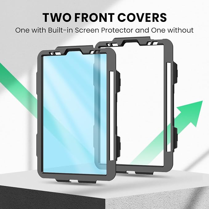 SEYMAC Case for iPad Pro 11 4th/3rd/2nd/1st Gen 2022-2018 Black | Full-Body Shockproof Protective Built-in Screen Protector 360° Rotating Stand Hand/Shoulder Strap Pencil holder