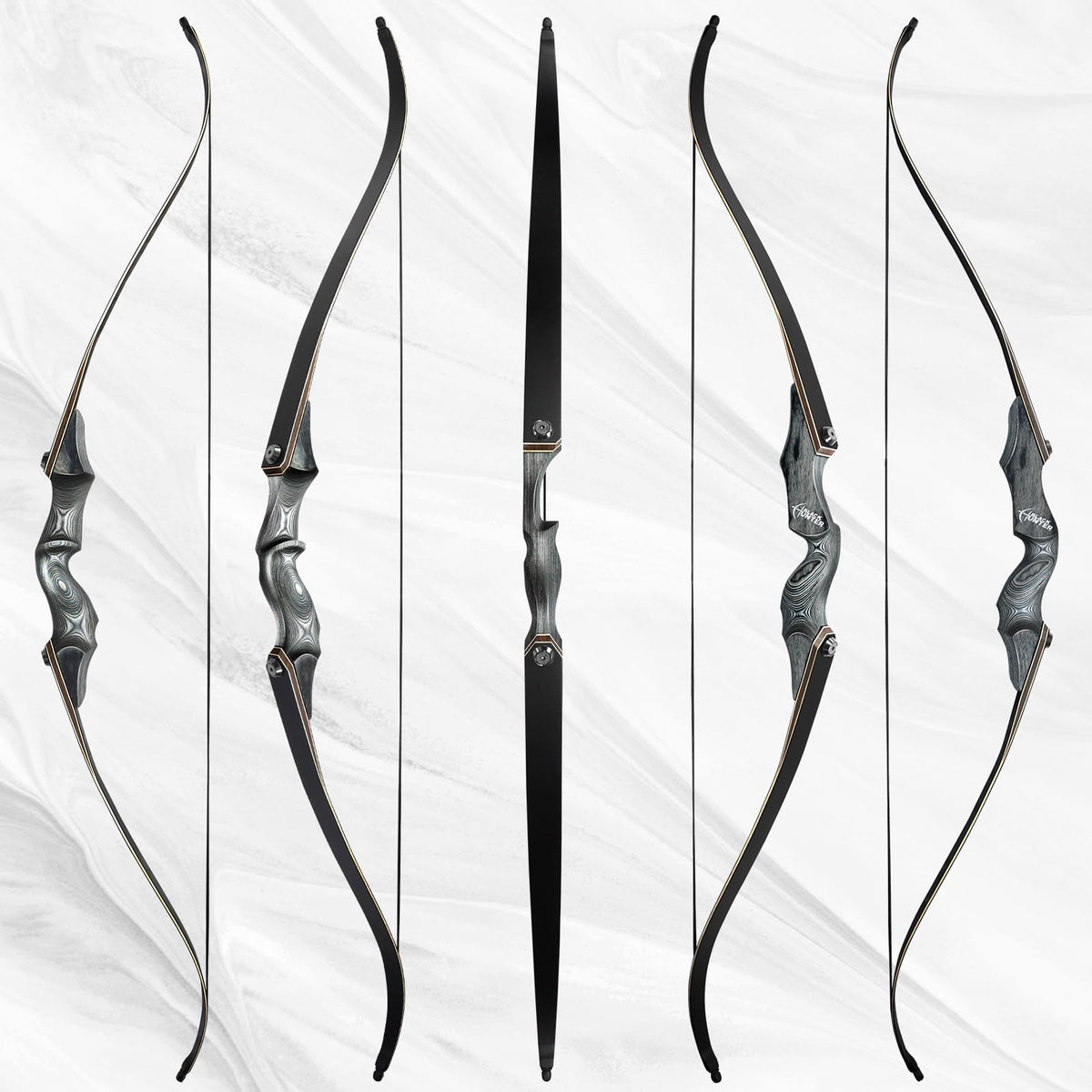 Obert Original Black Hunter Archery Takedown Recurve Bow 58inch with Bamboo Core Limbs Hunting Target Practice