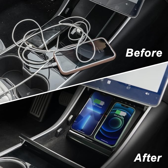 TAPTES Wireless Charger for Tesla Model 3 2020 Version (2017-2020) | Wireless Phone Charging Pad M3 Accessories Center ConsoleBefore Jun 2020 for iPhone 17/16/1Pro/12/Enabled Phones