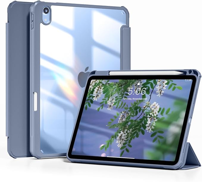 Detachable Case for iPad A16 11th Gen 11/10th Gen 10.9 Black | Slim Transparent Shell Back Soft Shockproof TPU Frame Without Pencil Holder Auto Sleep/Wake