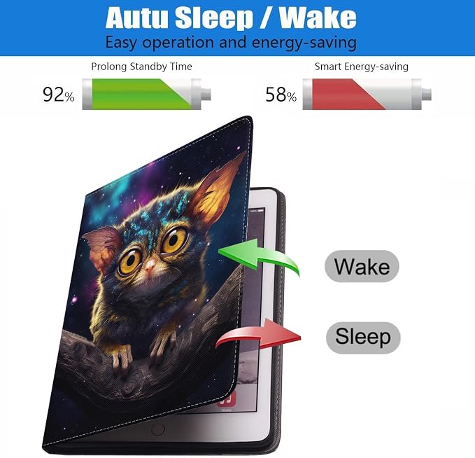 Case for iPad 6th/5th Generation (2018 2017 Model 9.7 Inch) iPad Air 2/Air 1 (9.7 Inch) Slim PU Leather Stand Folio Cover with Auto Wake Sleep African Woman Wolf