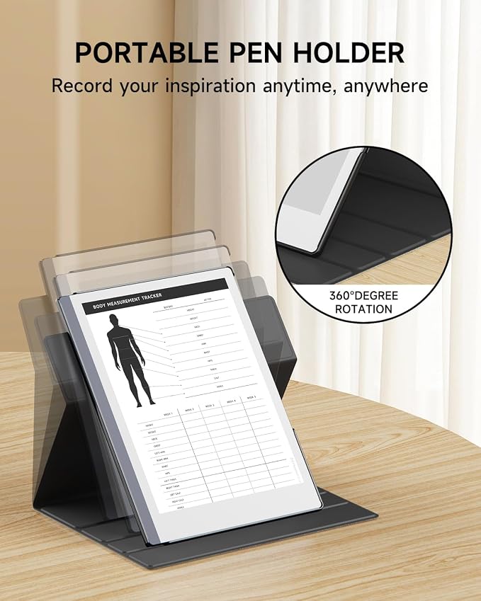 Case for Remarkable 2 Paper Tablet 10.3 2020 Released Fabric Folio Cover with Pen Pocket Stable Stand Design Black &amp Light Cork (Exclusive Templates Provided)