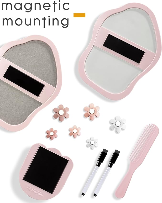 KEYDUACU 13 pcs Girls Locker Accessories, Locker Decorations Including Mirrors, whiteboards, Magnets and organizing Supplies. Ideal for Back-to-School Essentials and The Office (13 pcs-Pink)