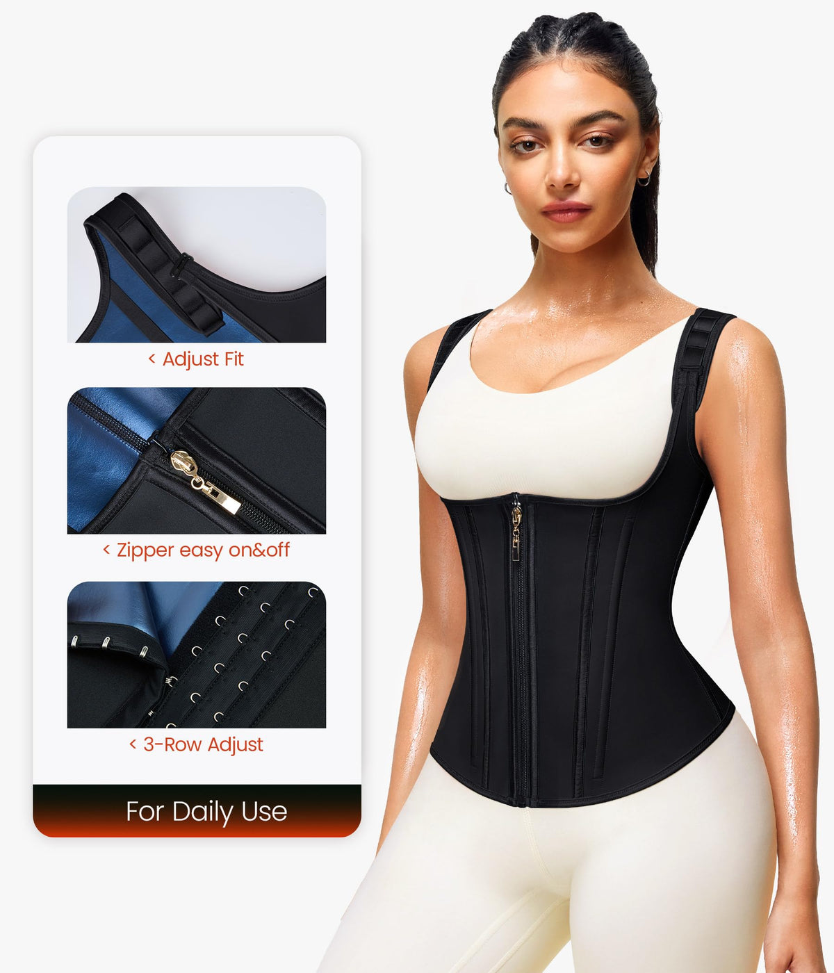 Junlan Waist Trainer for Women - Sauna Suit Sweat Vest for Working Out(Black,Medium)