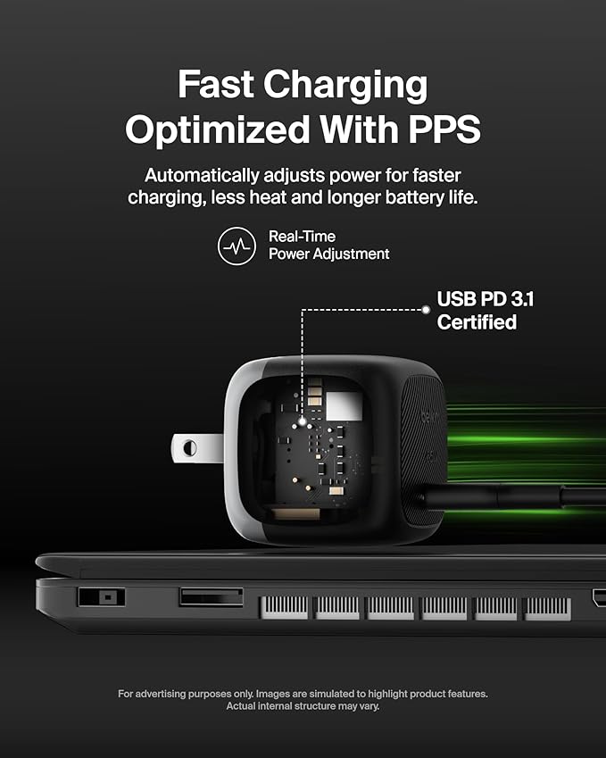 Belkin USB C Charger Block 65W Super Fast Charging Block Type C Wall Charger - Apple iPhone 17 Air Pro Galaxy S26 Google Pixel 10 MacBook AirPods Chromebook Nintendo Switch 2 &amp More - Bl
