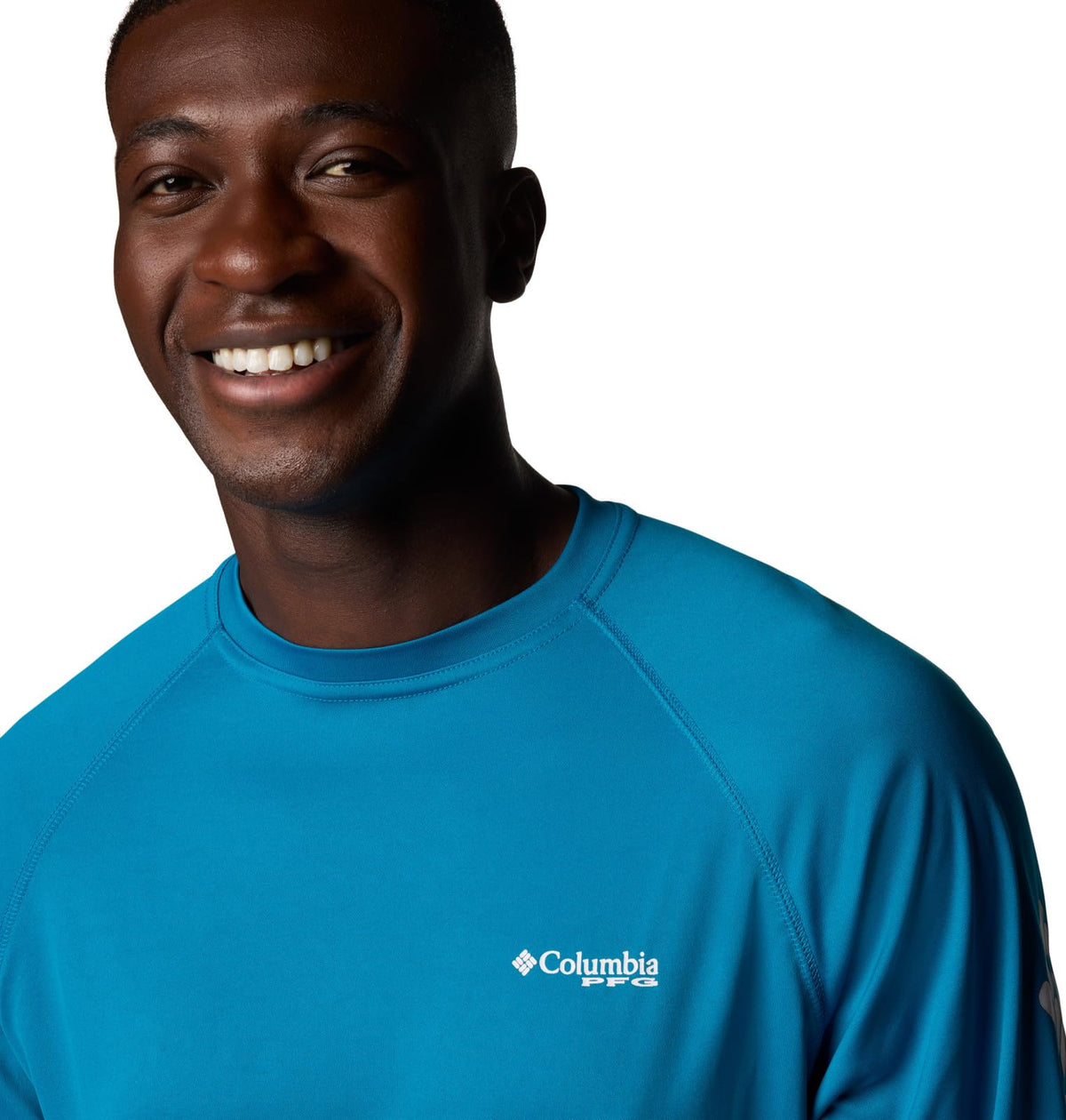 Columbia Men's PFG Terminal Tackle Long Sleeve Fishing Shirt, Blue Echo/White Logo, 4X Tall