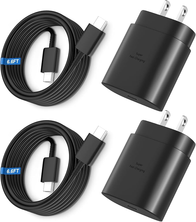 Super Fast Charger Type C 25W USB C Wall Charger Fast Charging for Samsung Galaxy S26 Ultra/S26/S26+/S25 Ultra/S25/24 Ultra/S24/S23 Ultra/S22 Ultra with 10FT Long Android Type C Charger Cable 2Pack
