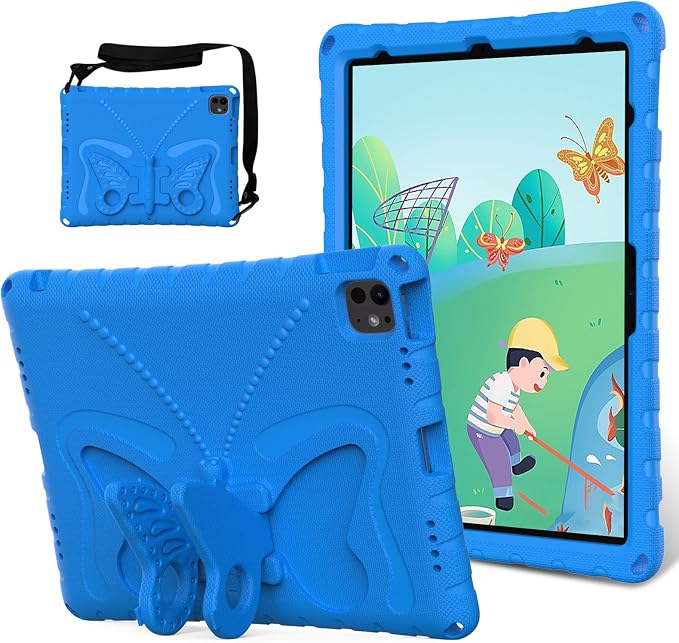 Kids Case for iPad Air 13 (2026/2025/2024) M4/M3/M2 &amp iPad Pro 13 2024 &amp iPad Pro 12.9 Cover 6th/5th/4th/3rd Gen (2022/2021/2020/2018) DIY Figures EVA Rubber Handle Stand Shockproof Bumper