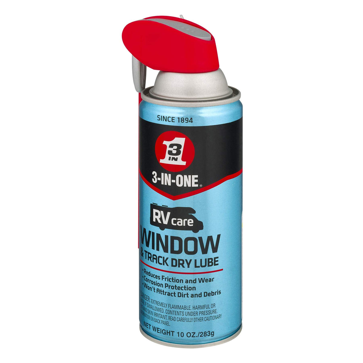3-IN-ONE RVcare Window & Track Dry Lube with SMART STRAW SPRAYS 2 WAYS, 10 OZ