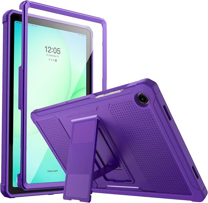 MoKo Shockproof Case Fit Samsung Galaxy Tab A11+ Plus/ A9+ 11 Inch | Full Body Rugged Stand Back Cover with Built-in Screen Protector for Galaxy Tab A11+/ A9+ Tablet Light Gray