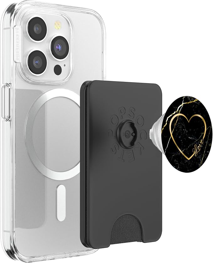 Love Heart Gold Black Marble-Look Cute for Girls Women Her PopSockets Adhesive PopGrip