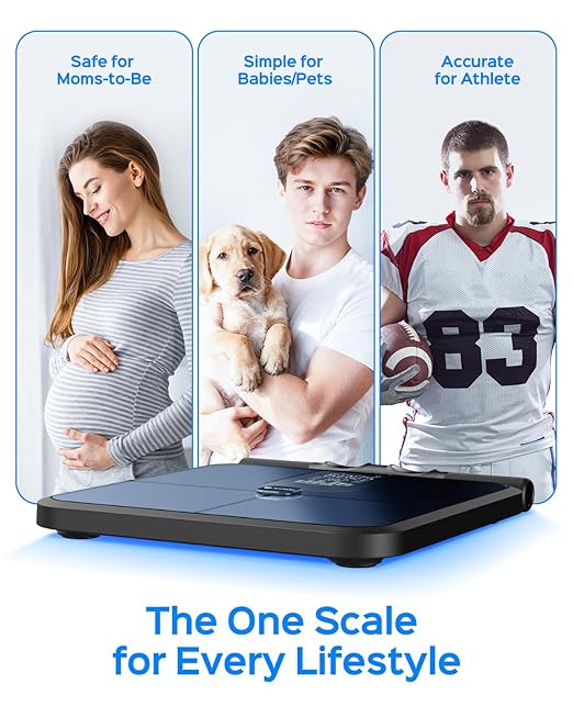 Tychesy Smart Pod Scale for Full Body Composition, 8-Sensor Smart Analyzer Measures Fat, Muscle Mass, BMI, Digital Bathroom Scale Syncs with App for 24 Users, FSA&HSA Eligible