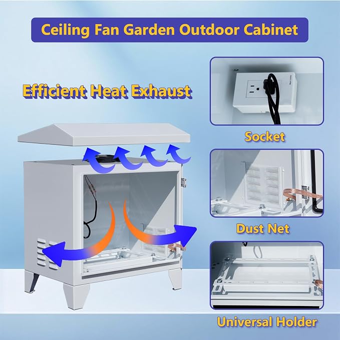 Pond Aerator Weatherproof Outdoor Cabinet, Air Pump 20”W×14.6”D×18”H