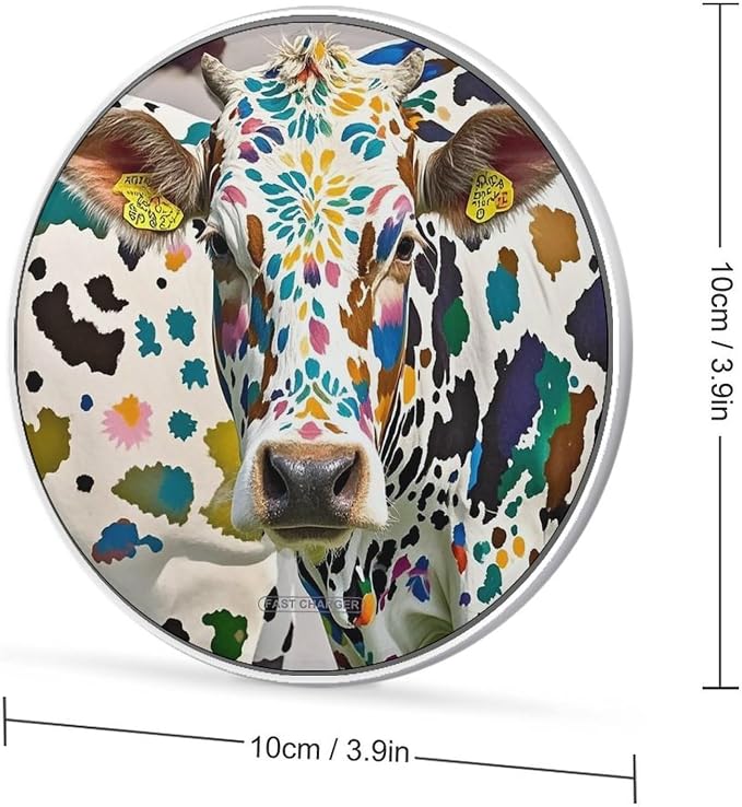 Cow Spot Wireless Charger Portable 10W Fast Wireless Charging Pad Compatible with Phone Ultra-Thin Charging Station Lightweight Charger Mat for Travel Home Office Desk